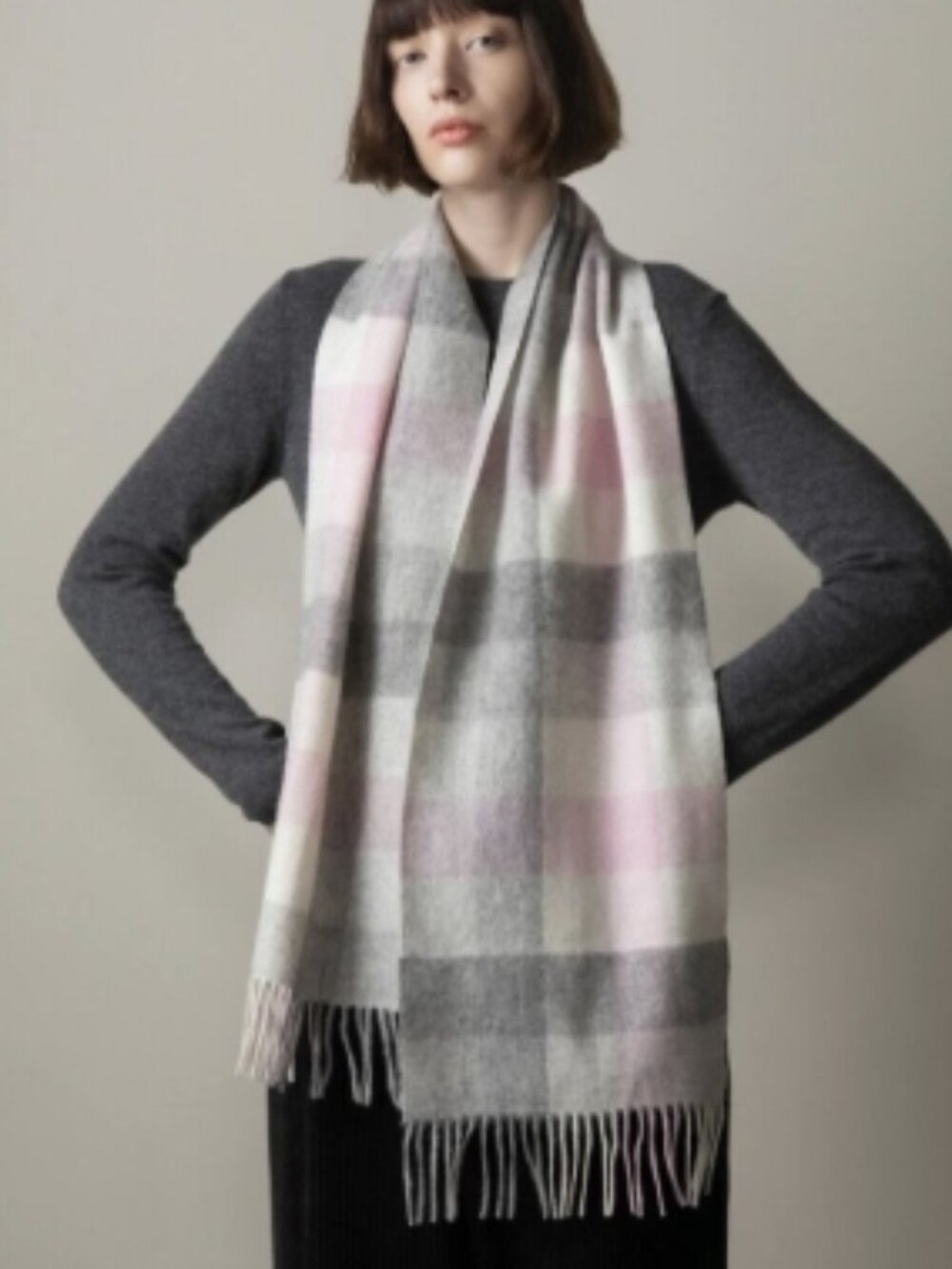 Kiltane 5 Square Check Lambswool Scarf - Cherub